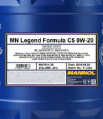 Mannol 7921 Legend Formula C5 0W-20 Motorolie - 20 Liter