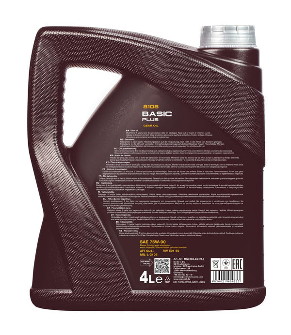 Mannol 8108 Basic Plus 75W-90 GL-4+ Versnellingsbakolie - 4 Liter