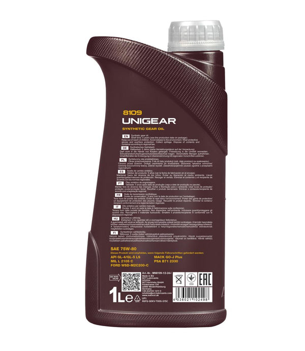 Mannol 8109 Unigear 75W-80 GL-4/GL-5 LS Versnellingsbakolie - 1 Liter