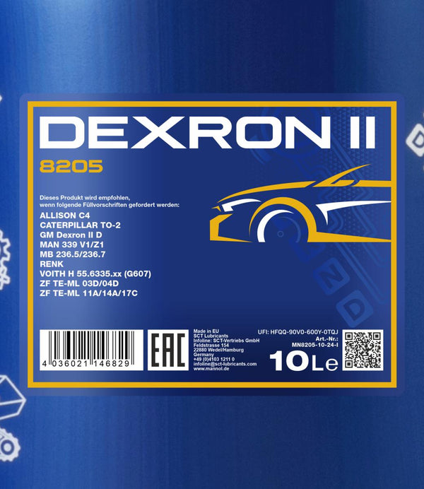 Mannol 8205 Automatic ATF Dexron II Versnellingsbakolie - 10 Liter