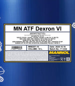 Mannol 8207 ATF Dexron VI Versnellingsbakolie - 10 Liter