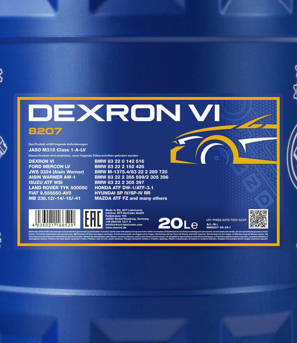 Mannol 8207 ATF Dexron VI Versnellingsbakolie - 20 Liter