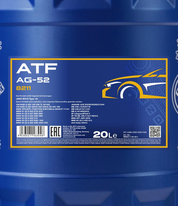 Mannol 8211 ATF AG 52 Automatic Special Versnellingsbakolie - 20 Liter