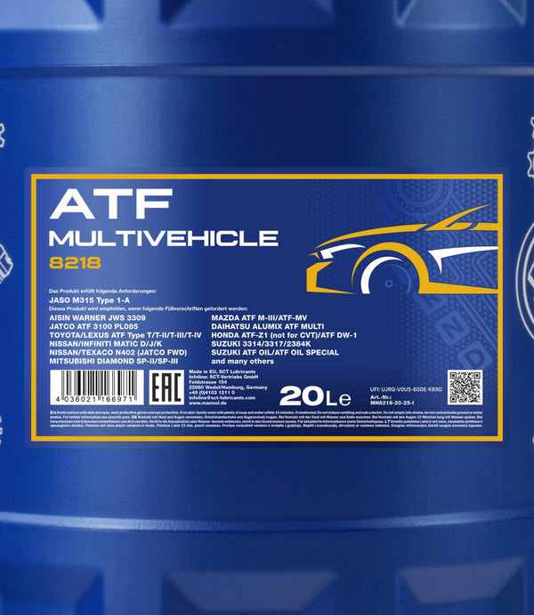 Mannol 8218 ATF Multivehicle JWS 3309 Versnellingsbakolie - 20 Liter