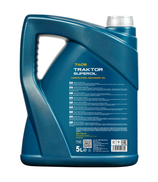 Mannol Traktor Superoil 15W40 - Minerale Olie Landbouw - 5 Liter