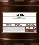 Pemco 102 20W-50 Motorolie - 20 Liter