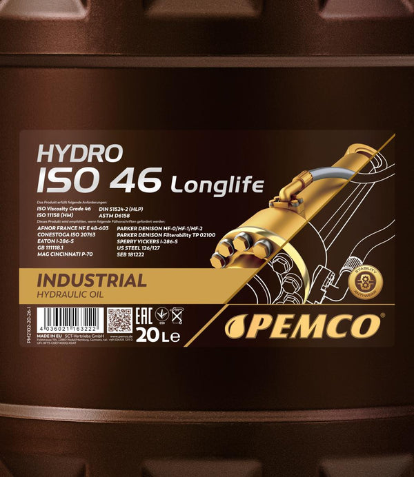 Pemco 2102 Hydro ISO 46 LONGLIFE Hydrauliekolie - 20 Liter