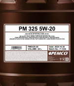 Pemco 325 5W-20 Motorolie - 20 Liter