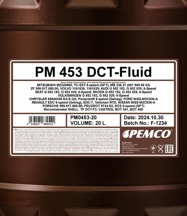 Pemco 453 DCT Fluid Versnellingsbakolie - 20 Liter