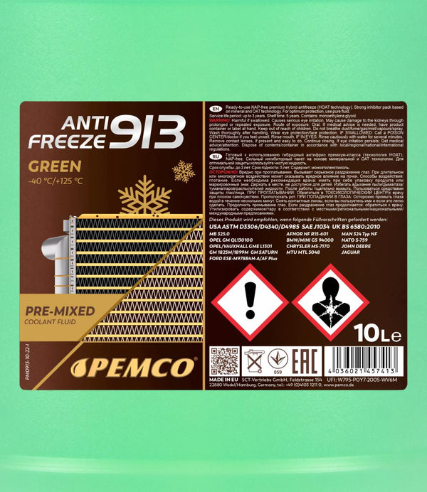 Pemco 913 Antifreeze (-40) Koelvloeistof - 10 Liter