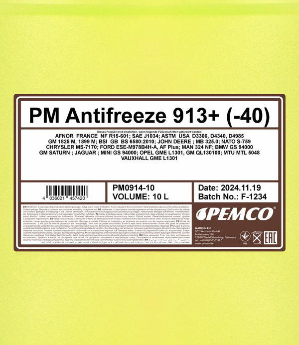 Pemco 914 Antifreeze (-40) Koelvloeistof - 10 Liter