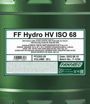 Fanfaro ISO HV 68 | Hydrauliek olie | 20 liter