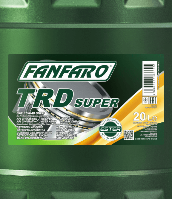Fanfaro TRD Super SHPD | 15W40 Industriële vrachtwagen motorolie | 20 Liter - Oliereus