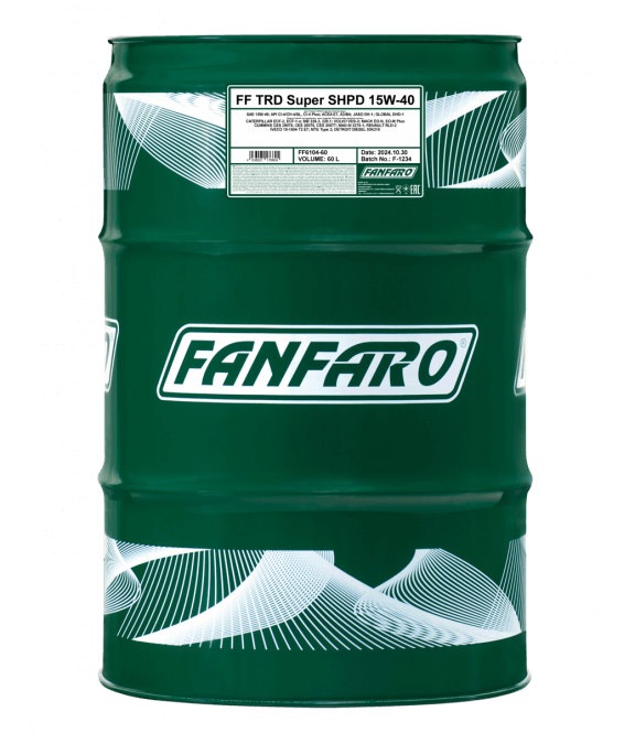 Fanfaro TRD Super SHPD | 15W40 Industriële vrachtwagen motorolie | 60 Liter