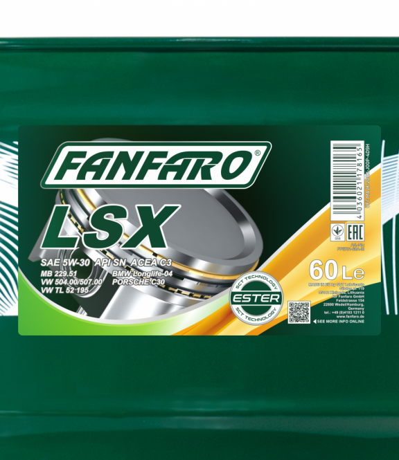 Fanfaro LSX | 5W30 | Vol Synthetische Motorolie | 60 Liter