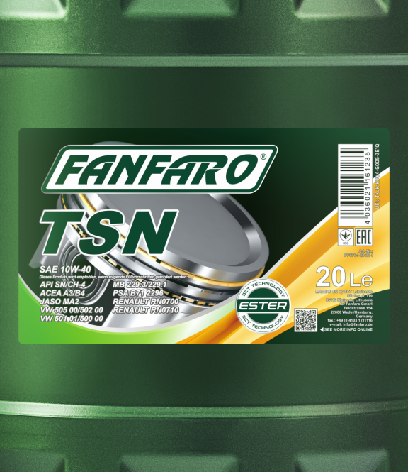 Fanfaro TSN | 10W40 | Synthetische Motorolie | 20 Liter
